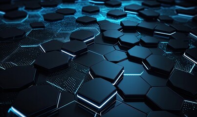 Minimalist and sleek: Futuristic black hexagon background Creating using generative AI tools