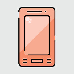 Mobile phone red colored with black stroke icon vector image