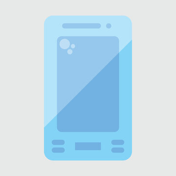 Mobile phone blue colored line art icon vector image