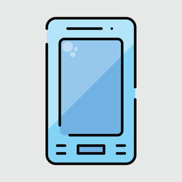 Mobile phone blue colored with black stroke icon vector image