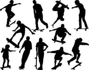 Set of Skaters Silhouette