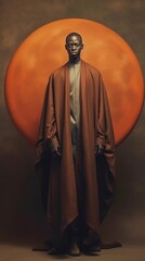 Naklejka premium An illustration of a fashion portrait of a man combined with abstract art., AI Generated