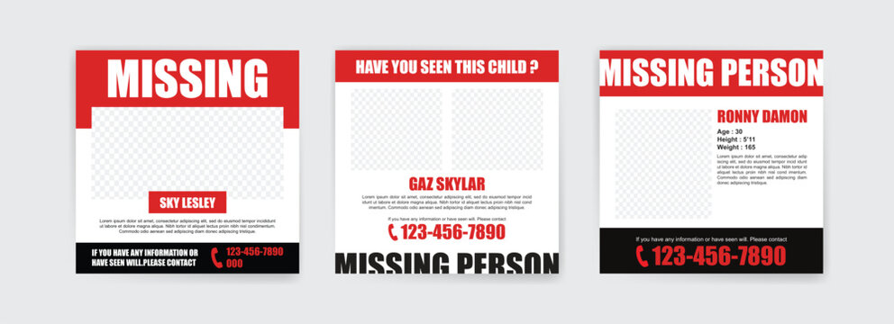 Social Media Post Template for Missing Person Search
