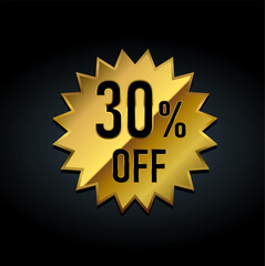 30% off golden badge vector illustration