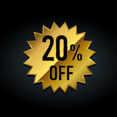 20% off golden badge vector illustration