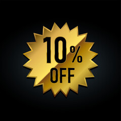 10% off golden badge vector illustration