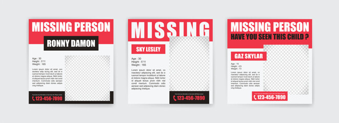 Social Media Post Template for Missing Person Search
