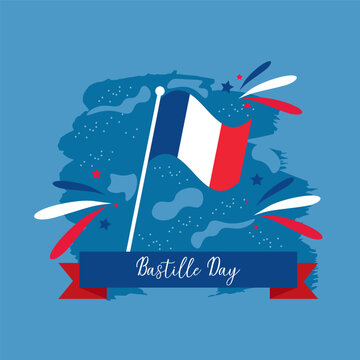 Happy bastille day. national france day vector illustration.