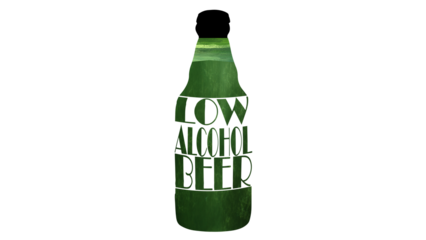 Low-alcohol beer typography Stunning Low-Alcohol Beer Illustrations in Bottle Art transparent background