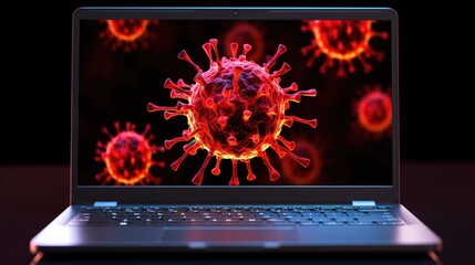 Red Virus Warning Alert on Laptop Screen