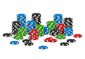 Poker chips on a white background. Vector illustration.