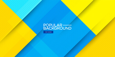 Abstract geometric yellow and blue background with simple triangle arrow shape and lines. Colorful trendy 3d design. Bright and modern with overlap concept. Eps10 vector