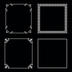 Set of decorative frames Elegant vector element for design in Eastern style, place for text. Floral black and white borders. Lace illustration for invitations and greeting cards.