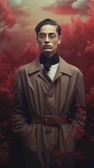 Fototapeta premium An illustration of a fashion portrait of a man combined with abstract art., AI Generated.