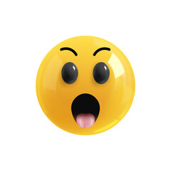 Emoji face astonishment. Emotion Realistic 3d Render. Icon Smile Emoji. PNG yellow glossy emoticons.