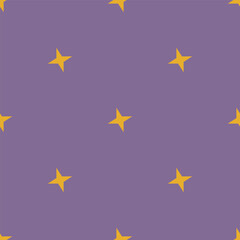 Seamless pattern with yellow stars on violet background