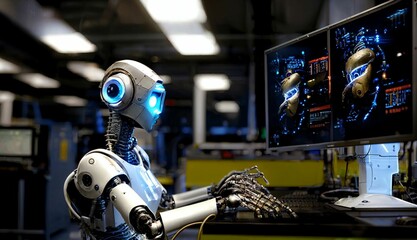 Fototapeta premium a robot cyborg person ai generated