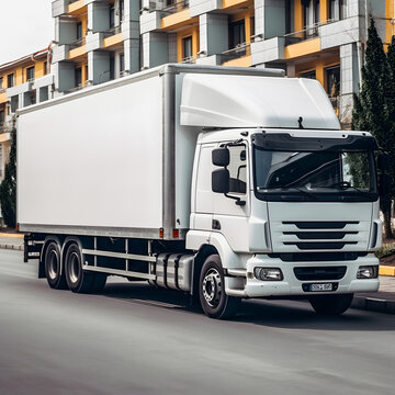 Dynamic Transportation Photography: Motion Blur of a Big White Truck on the Street