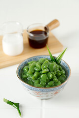 Lod Chong or Cendol is an Iced Sweet Dessert