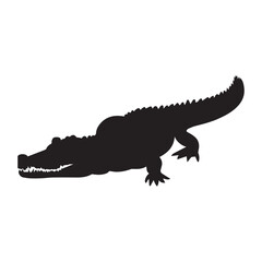 Crocodile Vector Silhouette Illustration, Crocodile Animal Vector