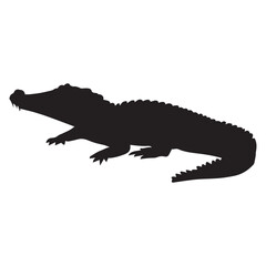 Crocodile Vector Silhouette Illustration, Crocodile Animal Vector