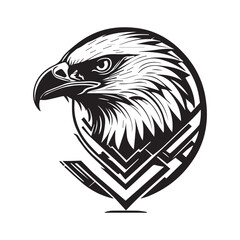 Eagle Vector Logo Silhouette Black Color Illustration.