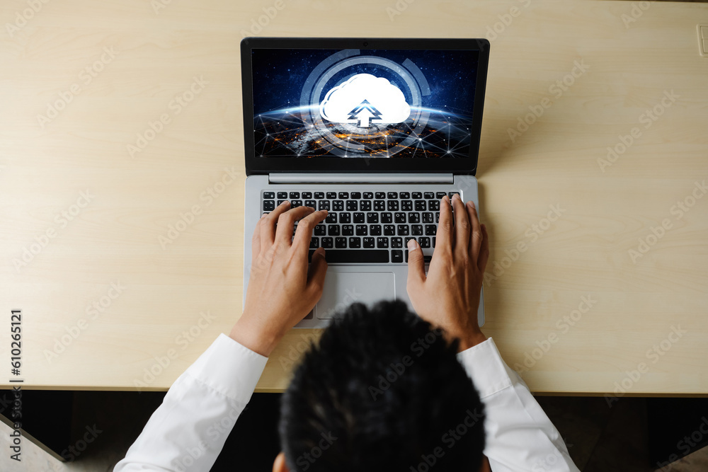 Poster cloud computing software for modish remote work and personal data storage