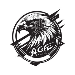 Eagle Vector Logo Silhouette Black Color Illustration.