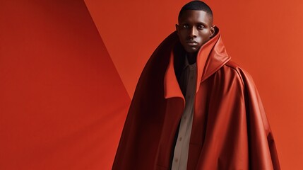 An illustration of a fashion portrait of a man combined with abstract art., AI Generated