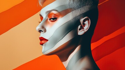 An illustration of a fashion portrait of a man combined with abstract art., AI Generated.