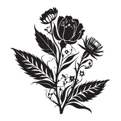 Floral Flower vector Illustration, This is a Floral Flower Vector Line art Black Color.