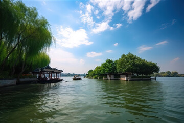 Obraz premium river in the park. Generative Ai