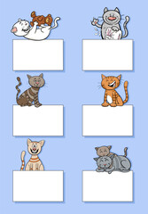 Fototapeta premium cartoon cats and kittens with cards design set