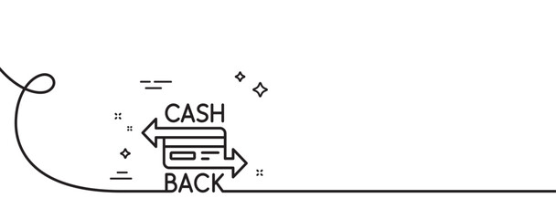 Credit card line icon. Continuous one line with curl. Banking Payment card sign. Cashback service symbol. Cashback card single outline ribbon. Loop curve pattern. Vector