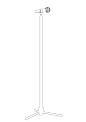 スタンドマイクの白黒線画イラスト