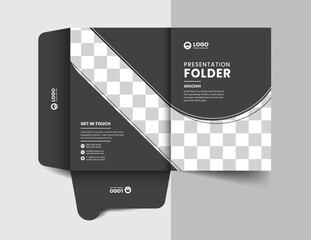 corporate company presentation folder layout concept design with modern shapes