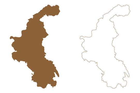 Weiz district (Republic of Austria or &Ouml;sterreich, Styria, Steiermark or &Scaron;tajerska state) map vector illustration, scribble sketch Bezirk Weiz map