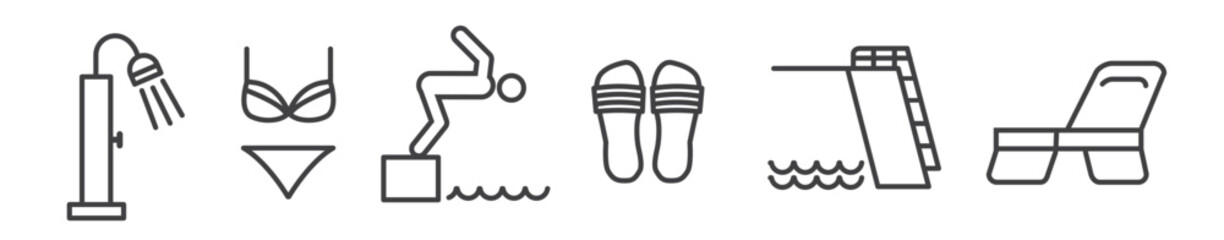 icon set bathing togs and baths - vector illustration
