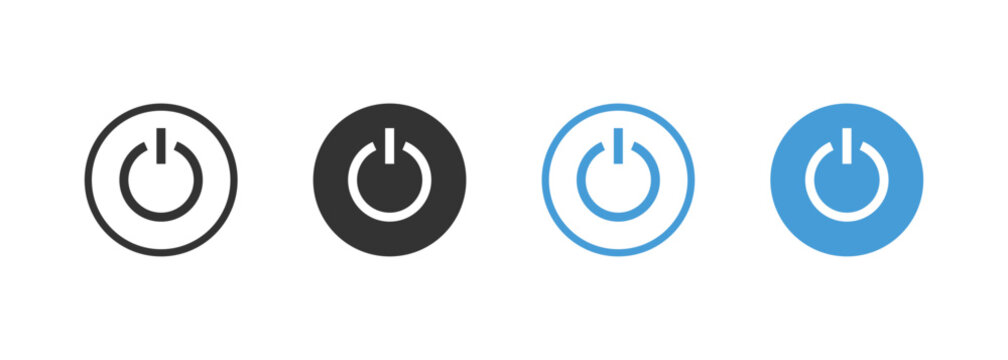 On off power button. Start black and blue icon. Isolated flat vector illustration