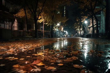 night street in the city. Generative Ai