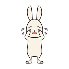 泣くデフォルメ白うさぎ