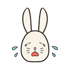 泣くデフォルメ白うさぎの顔