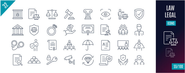 Best collection law line icons. Divorce, justice,...