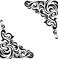 Tribal style corners with different swirls. Vector image on a white background.