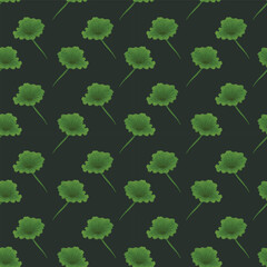 Fototapeta na wymiar Lotus leaves on green background, seamless pattern
