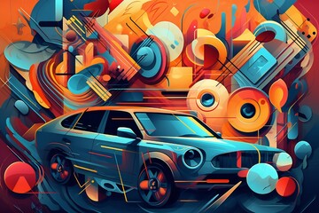 Obraz premium Abstract Car Repair or Restoration Artwork Generative AI