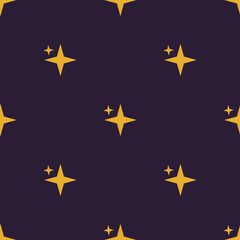 Seamless pattern with yellow stars on dark blue background