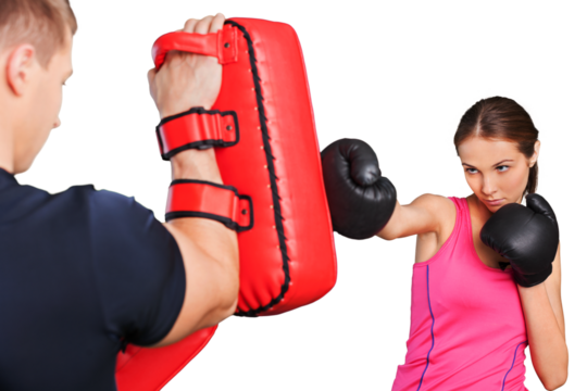 Happy caucasian couple man woman personal trainer exercising - Powered by Adobe