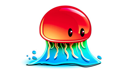 Fototapeta premium Colorful logo jellyfish design illustration, generative AI.