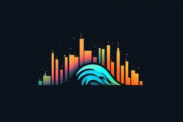 Innovative logo concept with cityscape. Beautiful illustration picture. Generative AI